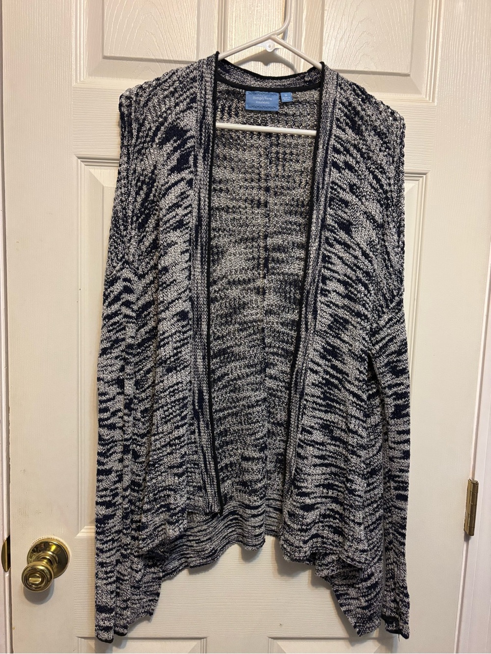Simply Vera Vera Wang Open Front Marled Navy Cardigan - Medium